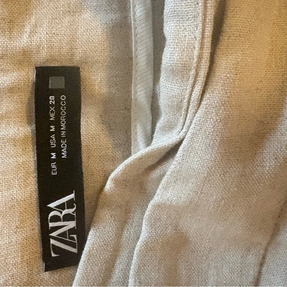 Zara Wide Leg Pants in Light Beige linen